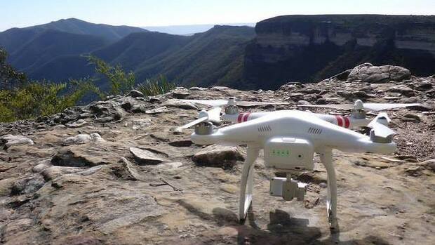 NEW TECHNIQUE IN SEARCH: In a first for the local region a drone, owned by a wilderness search and rescue organisation, is being used
at Kanangra Walls in the search for Sevak Simonian.