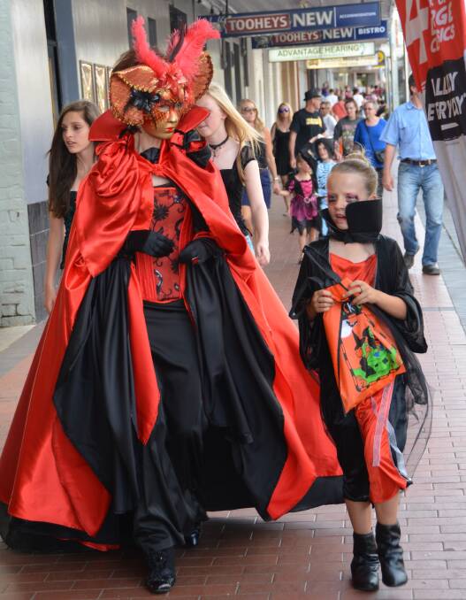 Mayor Maree Statham and niece Regan Scott get into the Halloween spirit.