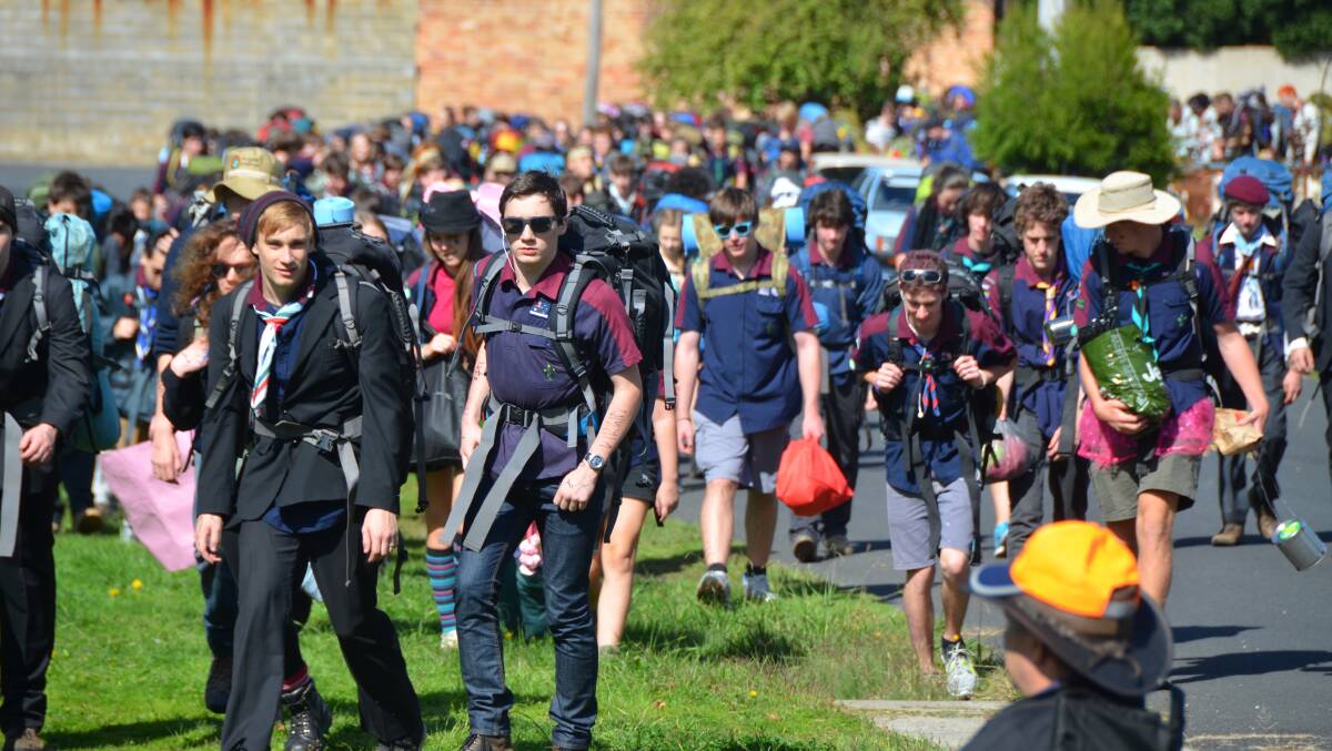 ON A DRAGON HUNT: Swarms of Venturer Scouts trekked to the Lithgow Buslines depot