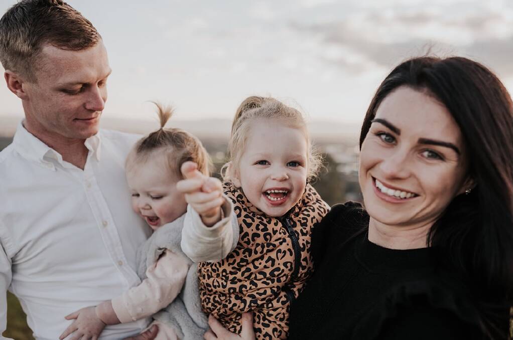 FAMILY: Blaike with his wife and two daughters. They are based in Albury. Photo: Supplied