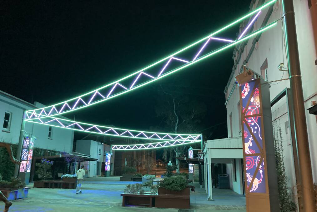 THAT WARM GLOW: The latest addition to the CBD streetscape has brought a warm and welcome nightly glow to Cook Plaza. All funded by the NSW Government too (and designed in Lithgow Council).