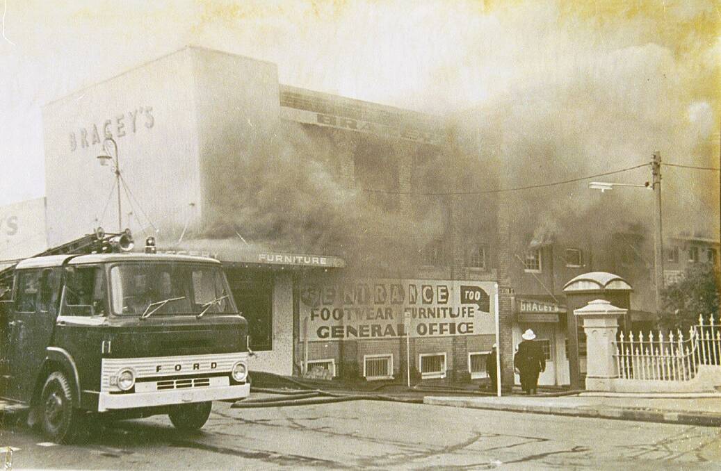 TRAGEDY: The fire at Bracey's, covered by the Lithgow Mercury at the time.