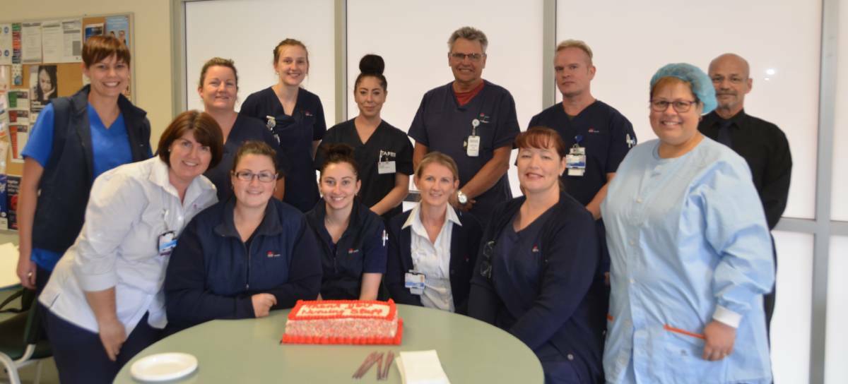 Part of the Lithgow Hospital nursing staff gathers for some cake and a photo to celebrate International Nurses day in 2018. Picture: CIARA BASTOW