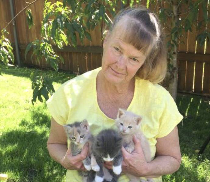 Deb Burns with (Left to right) Latte, Mocha and Cappuccino.