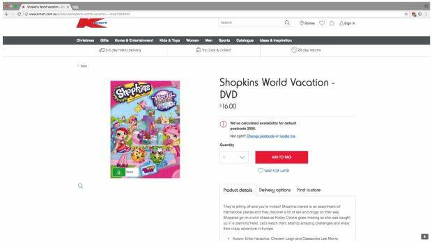 The product was removed from Kmart's online catalogue, after saying the storyline of a children's DVD included references to sex and drugs. Photo: Supplied