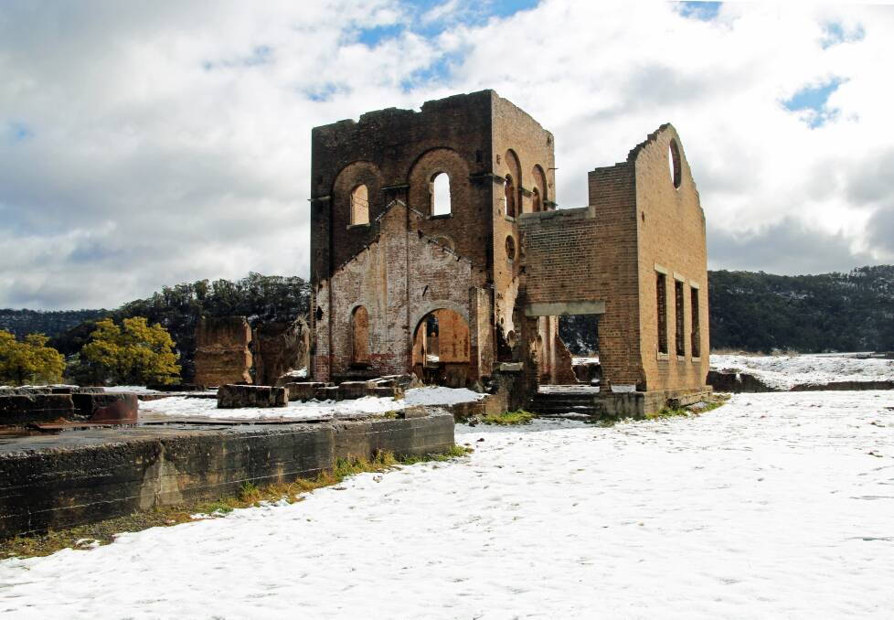 Lithgow Blast Furnace surrounded by snow during recent snowfalls. Photo: Sheryl Armstrong