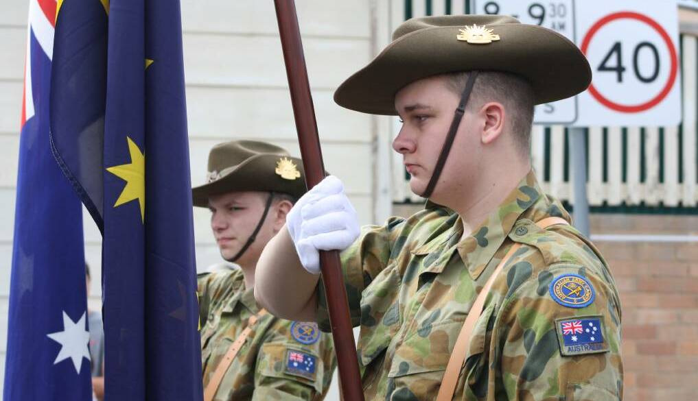 NO MORE: Dylan Adnum and Jayden Hutchison at an earlier Lithgow Anzac Day march. Picture: KIRSTY HORTON