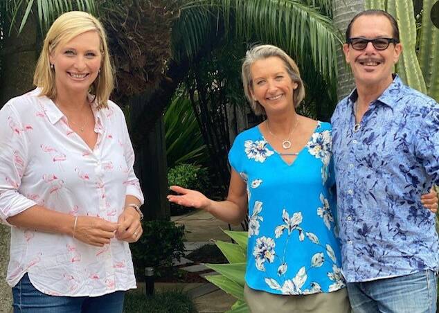 With fellow northern beaches residents Layne Beachley and Kirk Pengilly during a Better Homes episode. Picture: Supplied