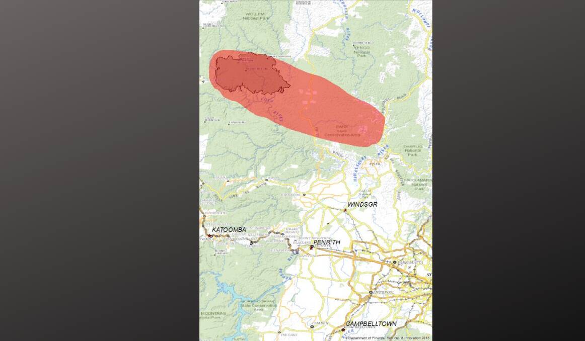 STAY SAFE: The Gospers Mountain bushfire has the ability to spread significantly on Tuesday afternoon. Image: NSW RFS