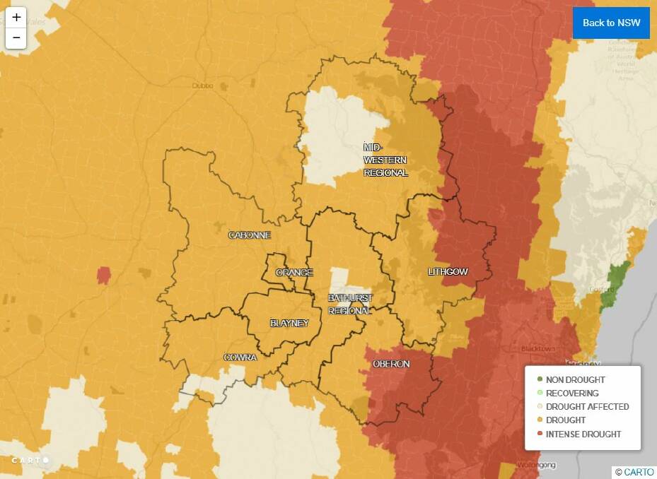 The Combined Drought Indicator shows that the entire region has been declared in drought or is drought-affected. Photo: NSW DPI