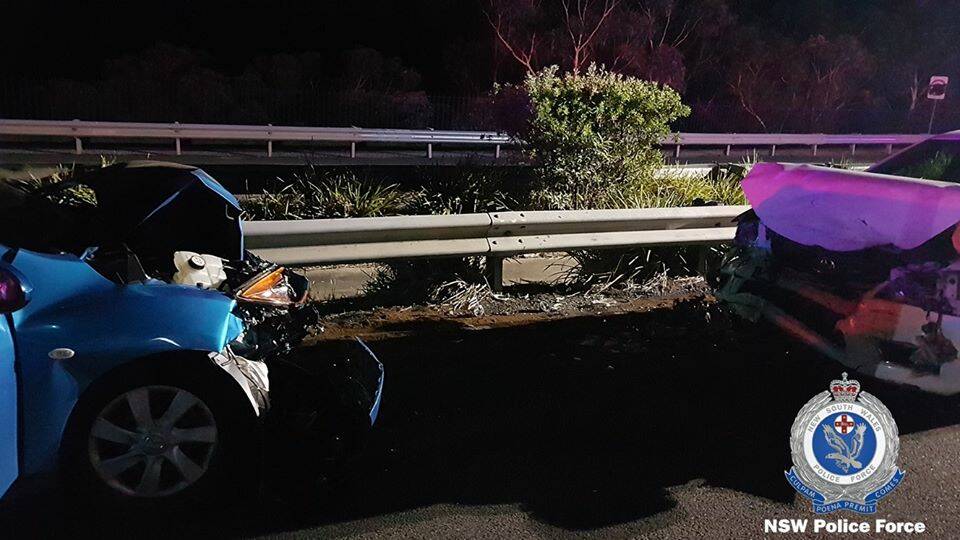 CRASH SCENE: Three people were taken to hospital following a two-vehicle crash in the Blue Mountains. Police are investigating the incident. Photo: NSW POLICE