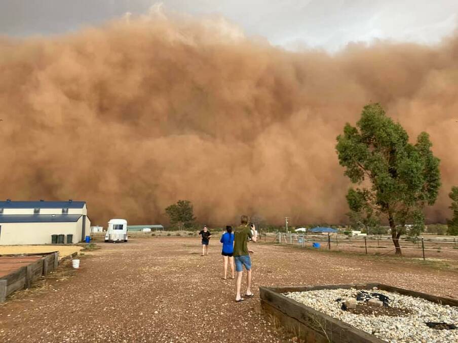 DUSTY DAY: Raised dust and an afternoon thunderstorm is predicted across the region on Thursday afternoon. Reader Wendy Johnson took this photo of a dust storm earlier this week.