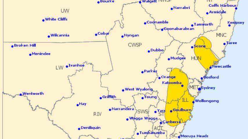 WARNING: A severe weather warning for damaging winds has been issued for these areas. Image: BUREAU OF METEOROLOGY