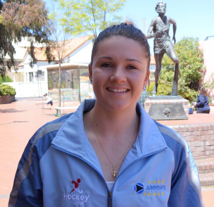 BEST OF LUCK: The Lithgow Mercury team wishes Rene all the best as she represents Australia in the 2016 Junior World Cup. PHOTO: Jacob Gillard. lm101616rene