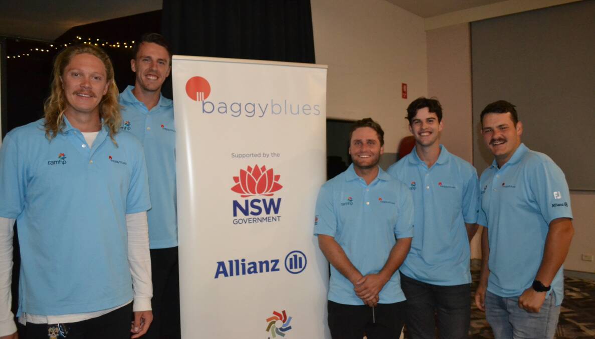 BAGGY BLUES: NSW contracted players Mickey Edwards, Ryan Hadley, Nick Bertus, Lachie Hearne and Ben Manenti. Photo: CIARA BASTOW.