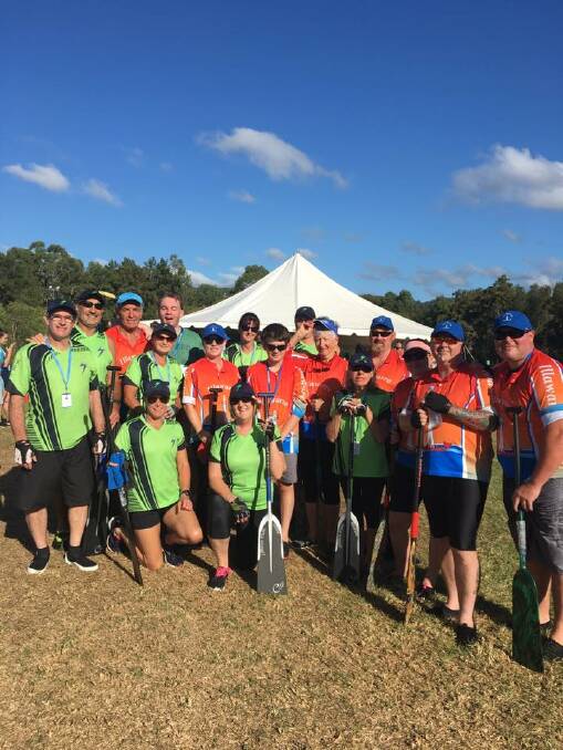 DRAGON BOATERS: The combined Lithgow/Illawarra team at the 2019 state championships. Picture: SUPPLIED.