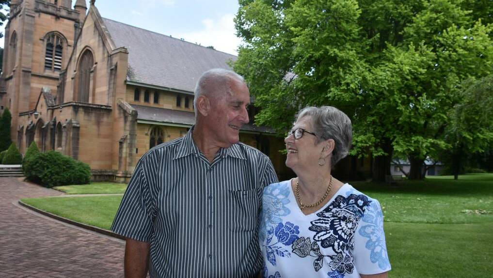 50 YEARS ON: Couple Trevor and Denise Boyden in the grounds of Hoskins Church. Picture: KIRSTY HORTON.