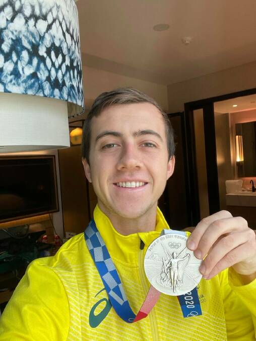 BACK ON HOME SOIL: Lithgow's Lachi Sharp is back in Perth in hotel quarantine with his Olympic silver medal. Photo: SUPPLIED