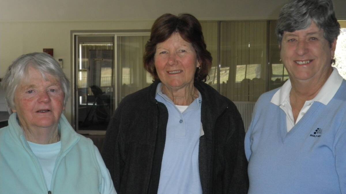 LADIES GOLF: Judy Charman, president Judy Moore and Lynne Ritchie. Picture: SUPPLIED.