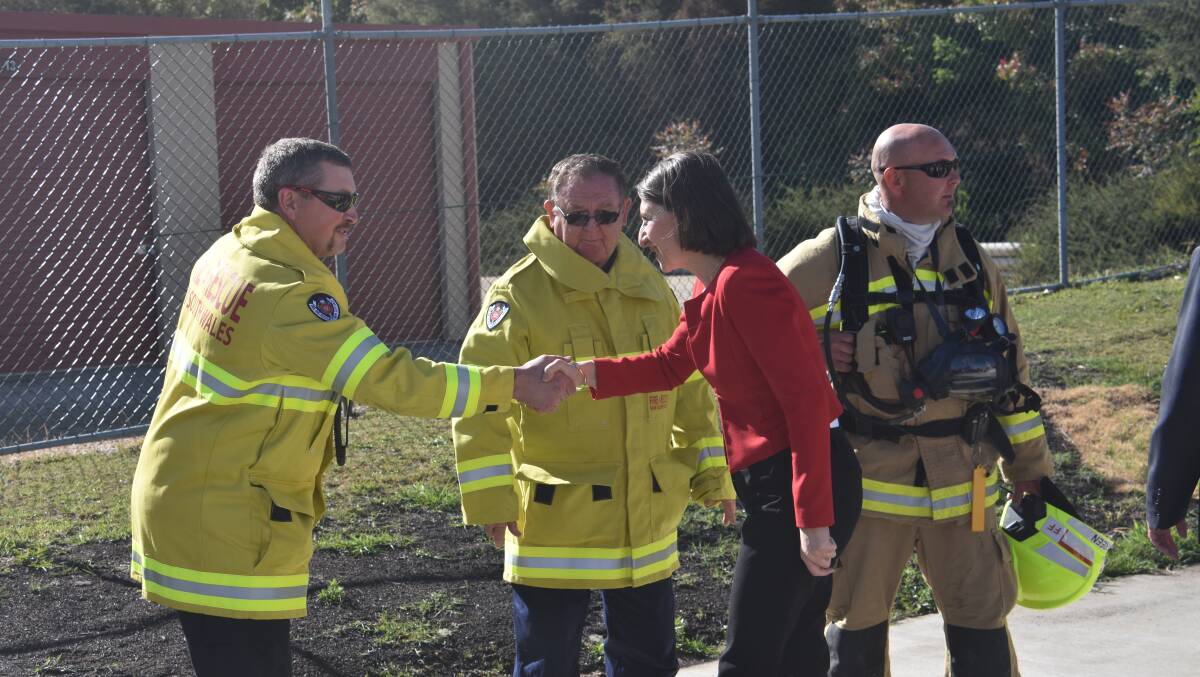 SERVICE: Premier Berejiklian meeting some of the Portland Fire and Rescue team.