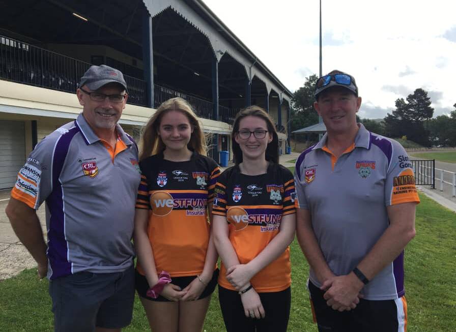 LEARNING CURVE: Coach Charlie Healey, Beth Newsome, Darcie Rushworth and club president Anthony Brown. Picture: SUPPLIED.