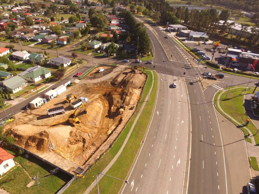 DEVELOPMENT SHOT: An aerial shot of the Hungry Jacks site from Wednesday, March 27. PICTURE: Courtesy of Hines Constructions Pty Ltd.