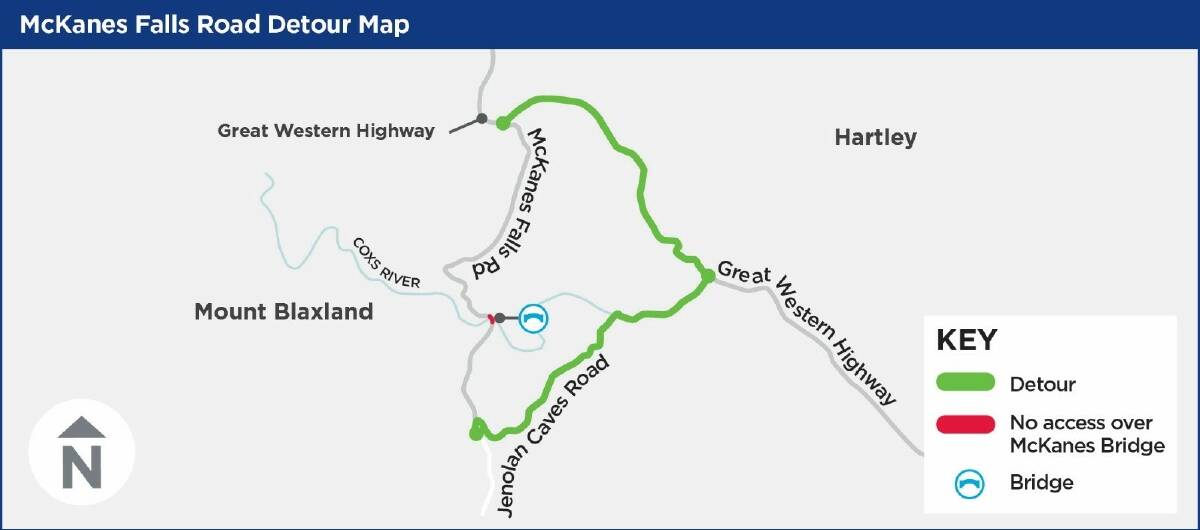 A detour will be in place via Jenolan Caves Road and the Great Western Highway.