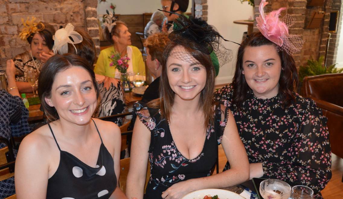 FABULOUS: Jenna Mergan, Casey Mergan and Nadine Collier enjoy Cup Day in 2020. Picture: ALANNA TOMAZIN