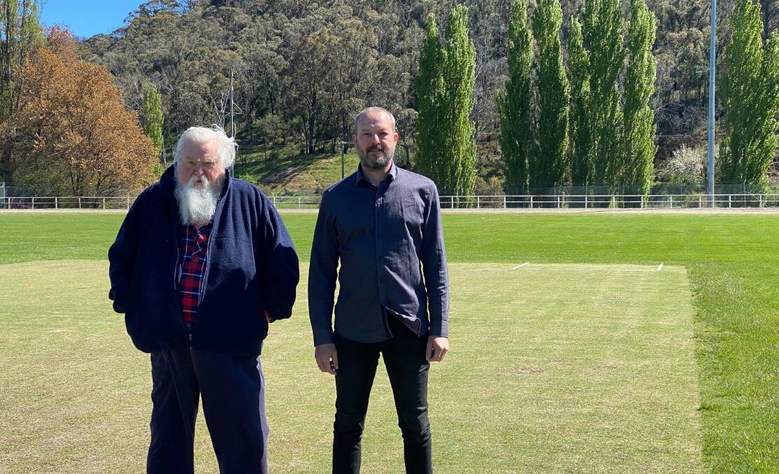 READY TO HIT THE PITCH: LDCA president Danny Whitty and secretary Matt Tuxford checking out the pitch at Lithgow Showground. Picture: ALANNA TOMAZIN