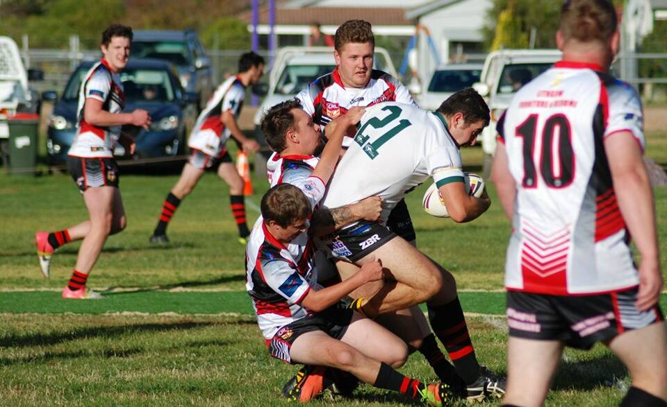 TACKLE: The Lithgow Bears Rugby League side took on Portland at Kremer Park. Picture: SUE MILLMORE.