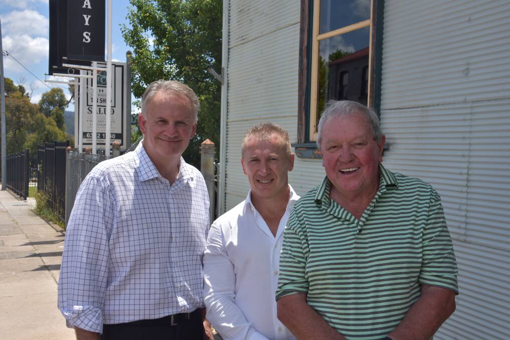 BUSINESS PARK: One Nation leader Mark Latham, Real Axis managing director David Ryan and Lithgow City Council mayor Ray Thompson. Picture: ALANNA TOMAZIN.