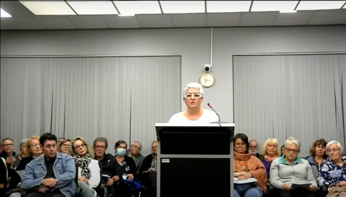 CONCERNED COMMUNITY: Ann Thompson from the Greater Lithgow Communtiy Action Group speaks in the Public Gallery. Picture: Lithgow City Council Live Stream screenshot
