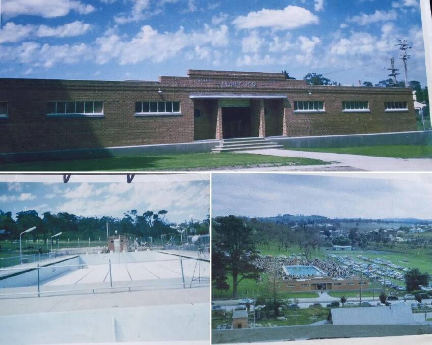 60 YEARS OF PORTLAND POOL: (top) The outside of the building when it was completed, (left) the pool when it was completed, (right) the official opening ceremony of the pool from an aerial view. Pictures: SUPPLIED.