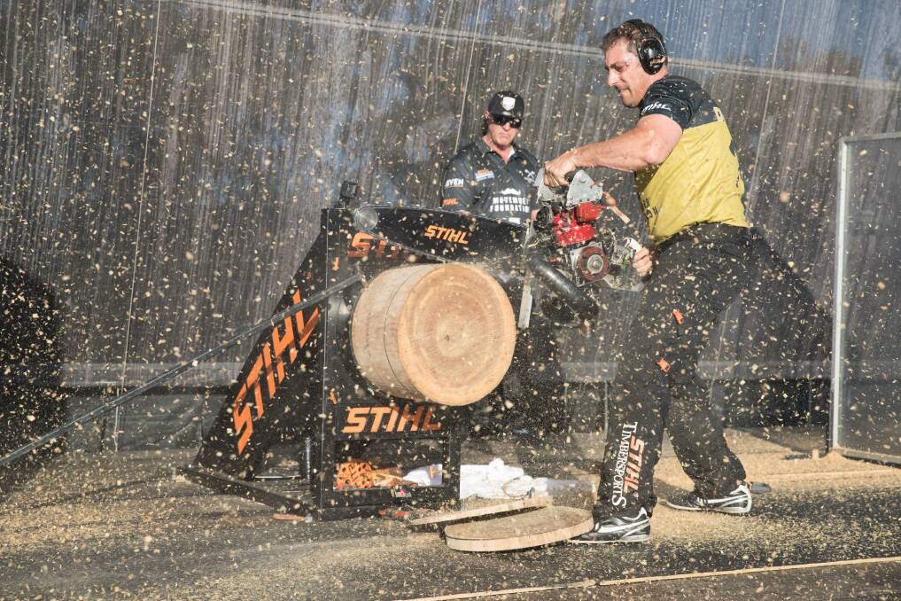 WOOD CHOPPING TALENT: Lithgow's Brad De Losa in action. Picture: SUPPLIED.