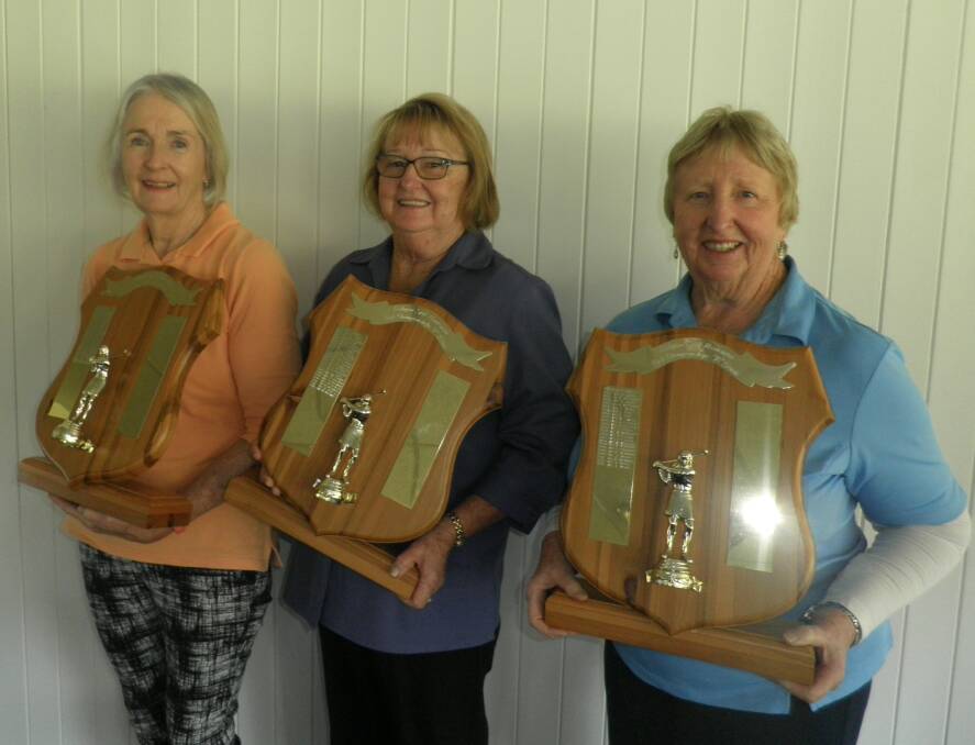 LADY GOLFERS: Narelle Potts, Sue Brooks, Marie Hackett. Picture: SUPPLIED.
