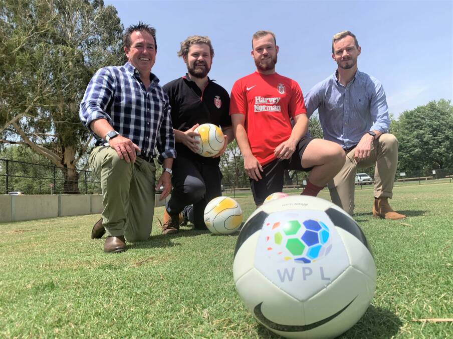KICK OFF: Bathurst MP Paul Toole, left, Brock Collins, Ryan Peacock and Beau Yates. Picture: SUPPLIED.