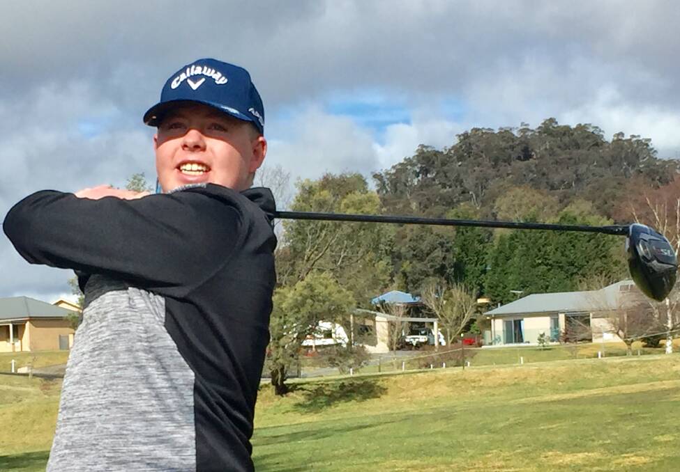 Mitchell Wallace enjoys sunny conditions at Lithgow Golf course. Photo: Supplied