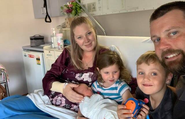 GROWING FAMILY: Emma and Brenton Ray with kids Ariana, Oliver and their newest addition Archer. Photo: SUPPLIED.