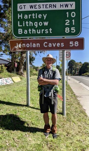 WALKING FOR A DIFFERENCE: Pieter Lindhout is walking the Coo-ee March from Gilgandra to Sydney. 