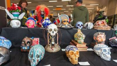 IMAGINATIVE: A look at the skulls from the 2017 Halloween auction. Photo: SUPPLIED.