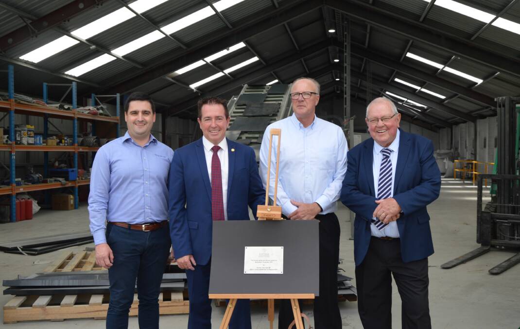 OFFICIAL OPENING: Fairview and Ecoloop CEO Greg Stewart, Deputy Premier and minister for Regional NSW Paul Toole, Fairview and Ecoloop managing director Andrew Gillies and outgoing Lithgow mayor Cr Ray Thompson at the new facility. Picture: ALANNA TOMAZIN