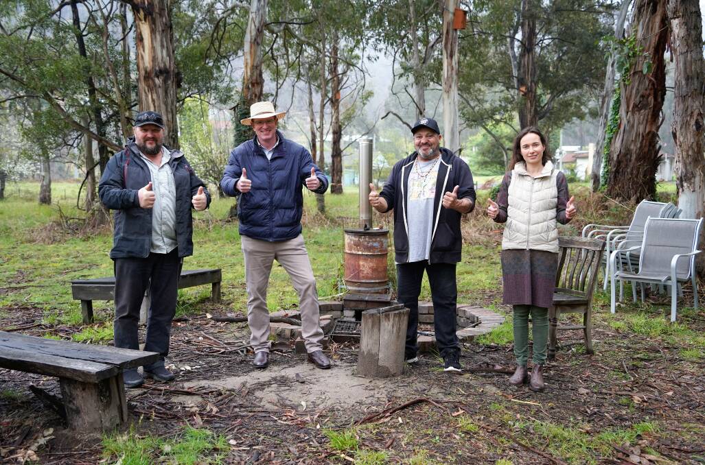 THUMBS UP: Trevor Evans, Andrew Gee MP, Bob Sutor, Lucie Novakova at Secret Creek Sanctuary. Picture: SUPPLIED