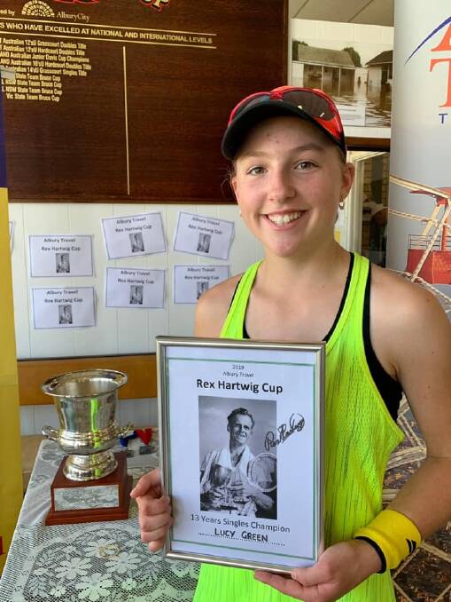 ON COURT WITH LUCY: Lucy Green with her Rex Hartwig Cup and certificate. Picture: SUPPLIED.