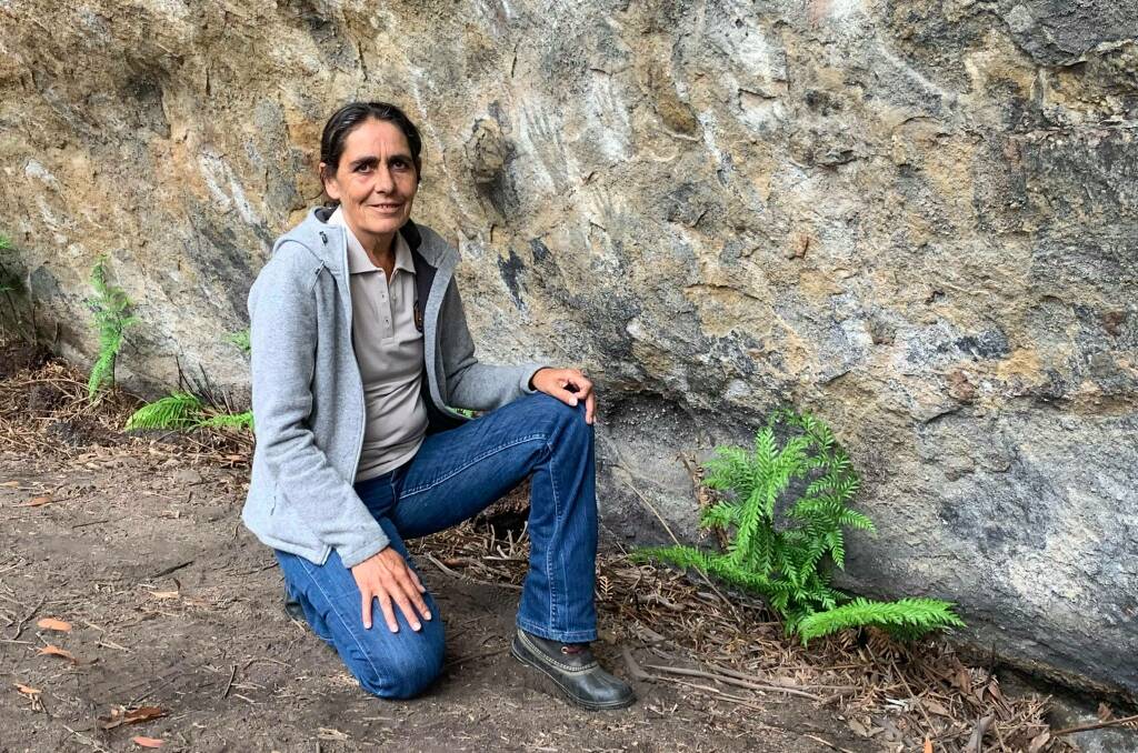 PROTECT: Mingaan Wiradjuri Aboriginal Corporation's Aunty Sharon Riley saved the rock art site (pictured) at The Hands. Picture: ALANNA TOMAZIN.