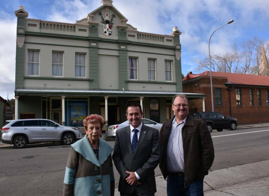  THEATRE UPGRADE: Rae Burton, MP Paul Toole and Paul Goodwin stand outside the theatre. Picture: CIARA BASTOW.