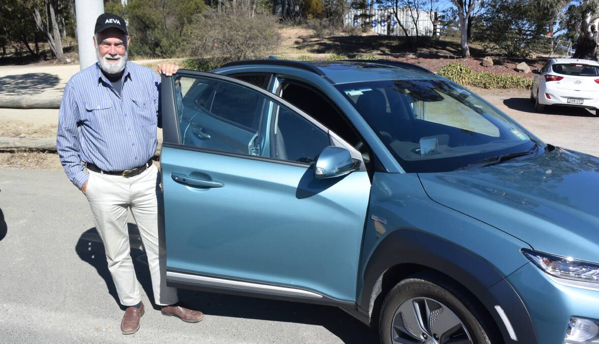 ELECTRIC FUTURE: Electric car enthusiast Charles Dalglish with his electric Hyundai Kona in Hartley. Picture: ALANNA TOMAZIN.