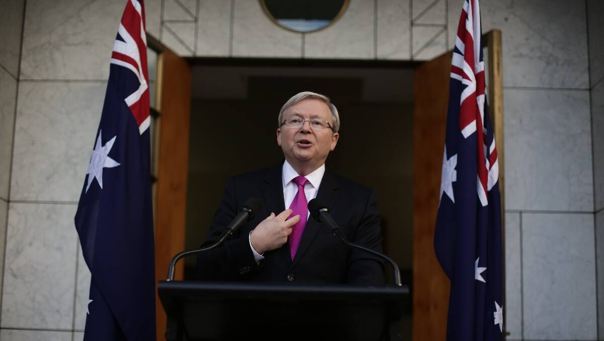 Prime Minister Kevin Rudd speaks to the media during a press conference at Parliament House in Canberra on Sunday, August 4, 2013. Picture: Alex Ellinghausen