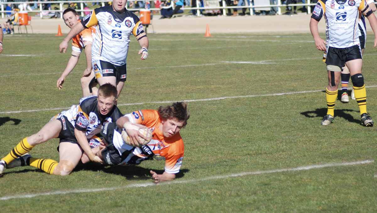 Luke Morris scores in the Wolves in the semi against Oberon. Photo: Jeff Geddes